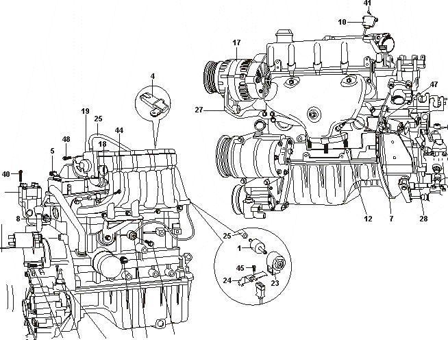 Вузли системи двигуна Chery Forza (A13). Артикул: a13-1-2