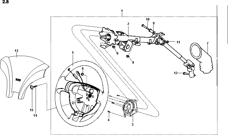 Рулевая колонка, рулевое колесо, модуль подушки безопасности водителя Chery Forza (A13). Артикул: a13-2-8