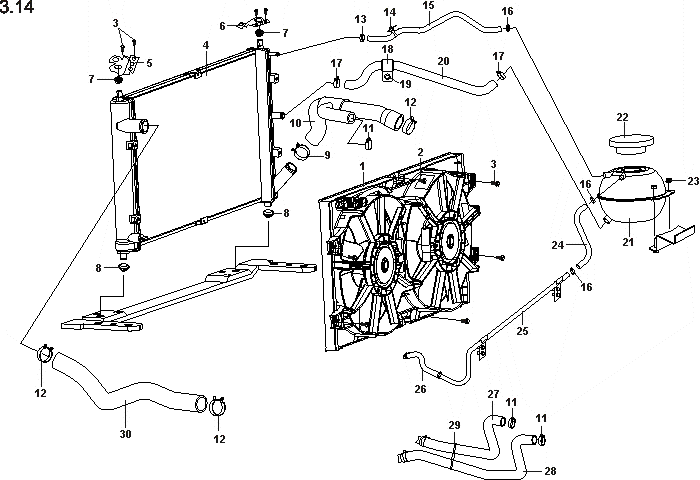 Система охлаждения двигателя Chery Forza (A13). Артикул: a13-3-14