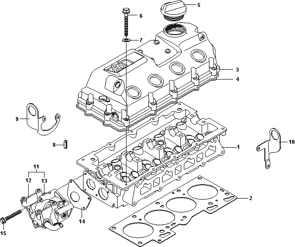 Головка цилиндров, крышка головки цилиндров и термостат Chery Forza (A13). Артикул: a13-3-3