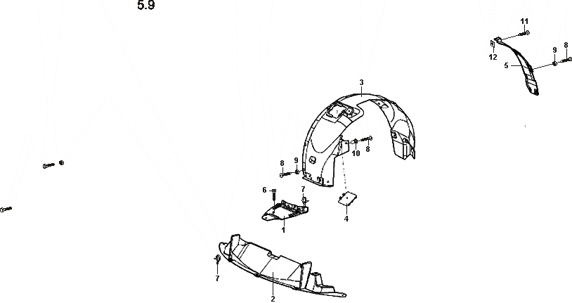 Накладки і ізоляція крила, кришка люка над бензобаком Chery Forza (A13). Артикул: a13-5-10