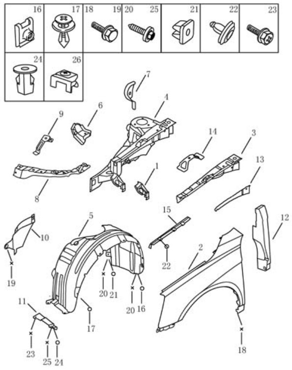 Крыло переднее Geely EC8 GP(GC-1). Артикул: ec8-537-37-030