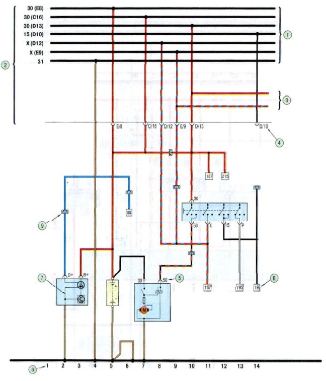 Схема 1. Підключення генераторної установки і системи пуску двигуна