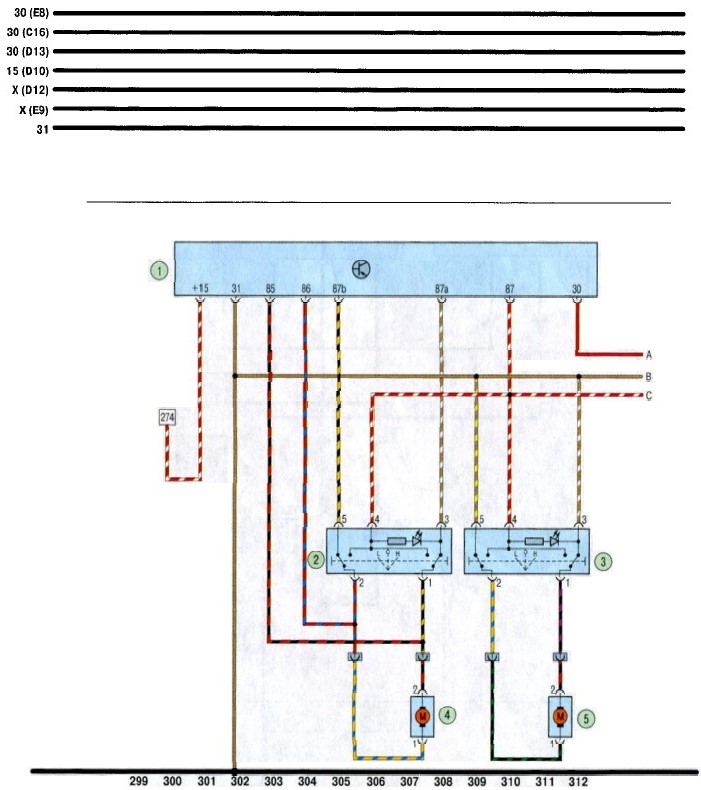 Схема 20. Блок управління і передні склопідйомники