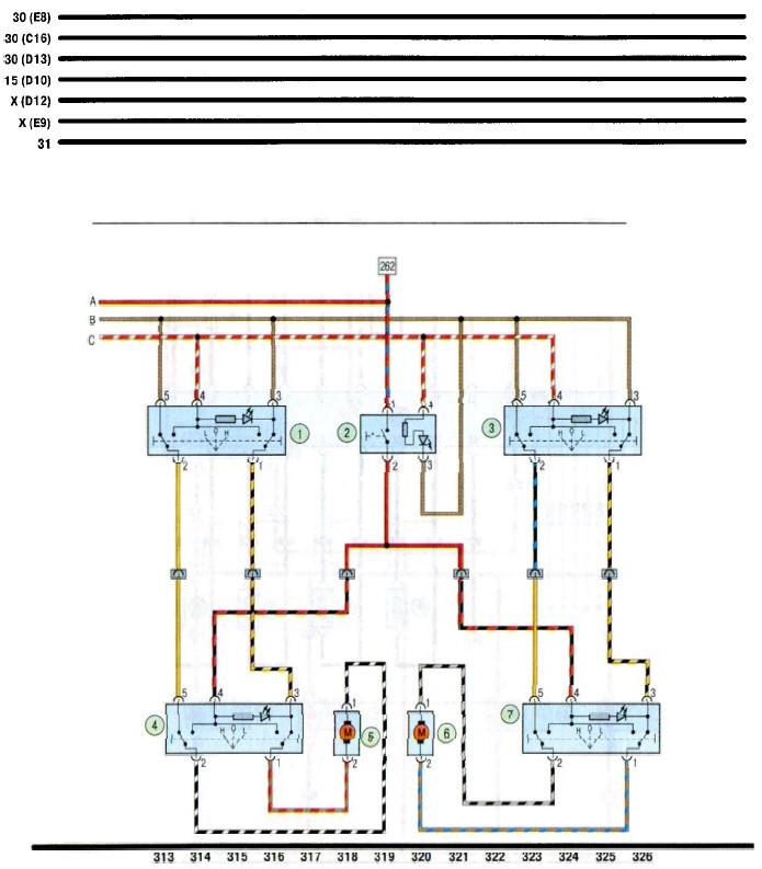 Схема 21. Блок вимикачів склопідйомників