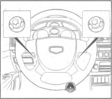 Викрутити з обох боків рульового колеса болти кріплення модуля фронтальної подушки безпеки