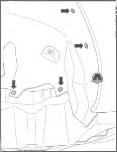 Зняти підкрилок передньої правої колісної арки